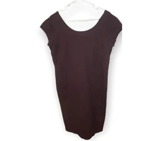 Athleta Illusion Cap Sleeve Stretch Knit Body Sculpting Mini Sheath Dress (BLACK - Picture 2 of 6